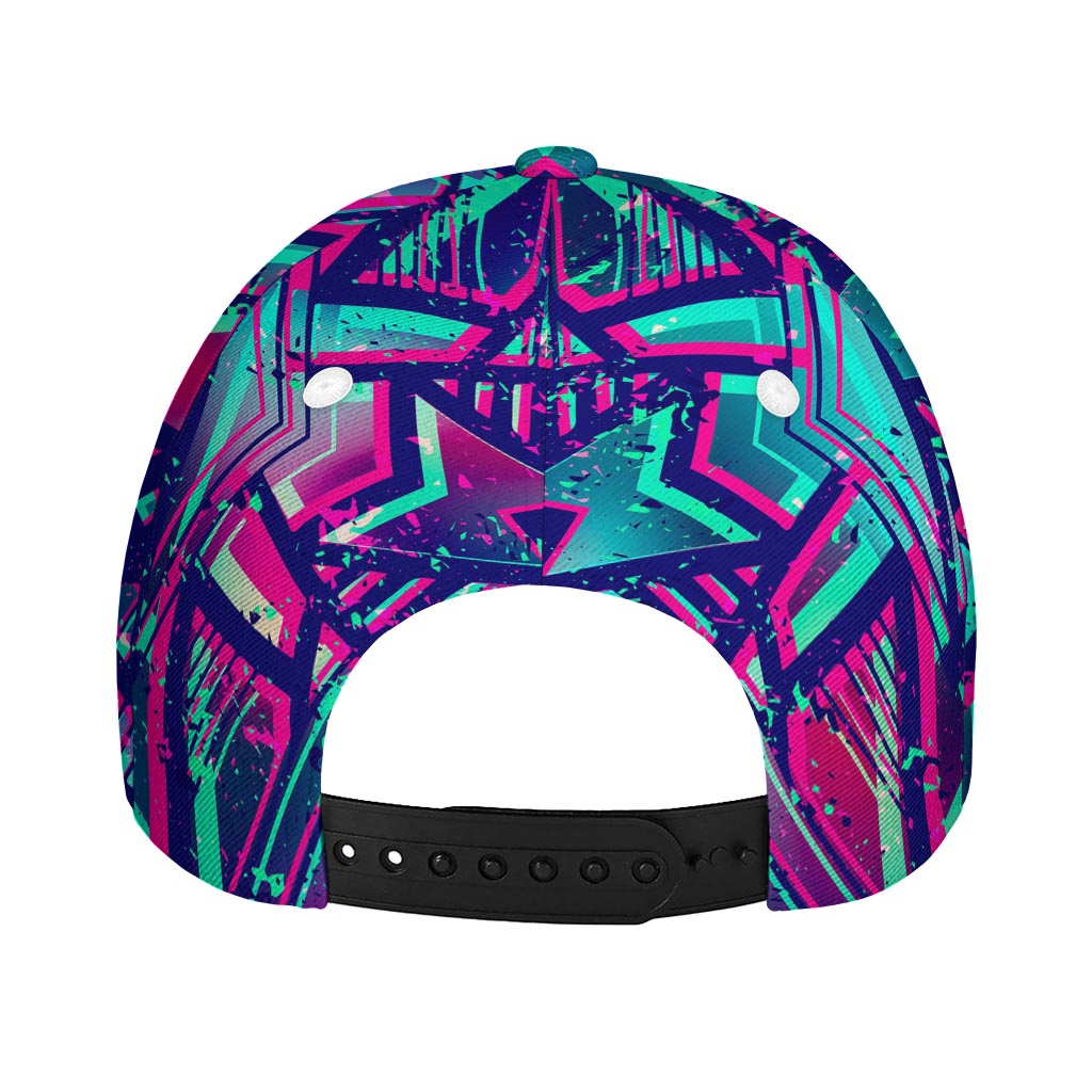 Neon Ethnic Aztec Trippy Print Baseball Cap