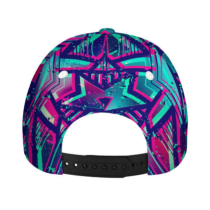 Neon Ethnic Aztec Trippy Print Baseball Cap