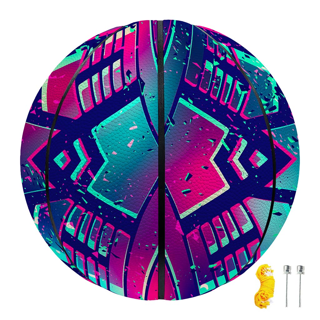 Neon Ethnic Aztec Trippy Print Basketball