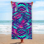 Neon Ethnic Aztec Trippy Print Beach Towel