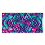 Neon Ethnic Aztec Trippy Print Beach Towel