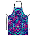 Neon Ethnic Aztec Trippy Print Bib Apron With Pocket