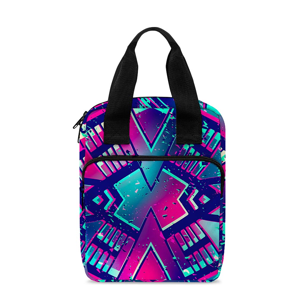 Neon Ethnic Aztec Trippy Print Bible Tote Bag