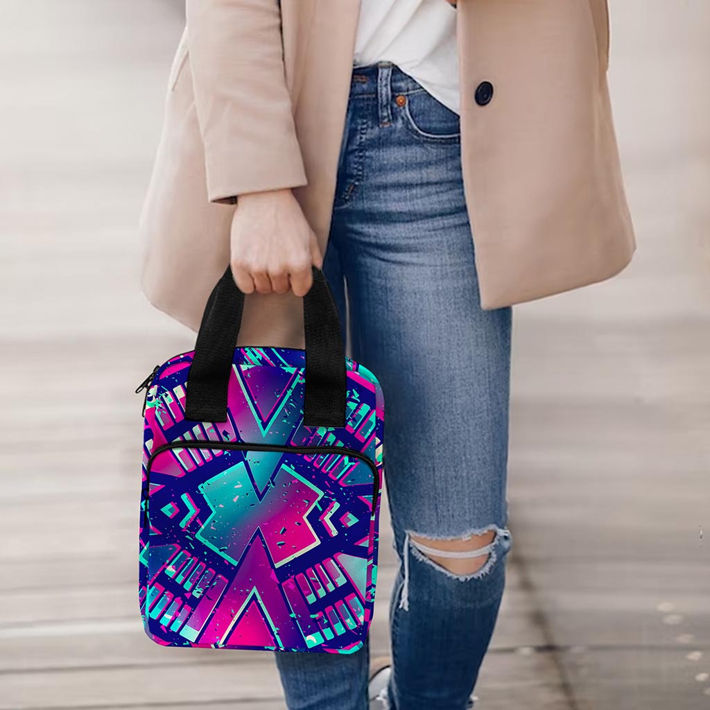 Neon Ethnic Aztec Trippy Print Bible Tote Bag