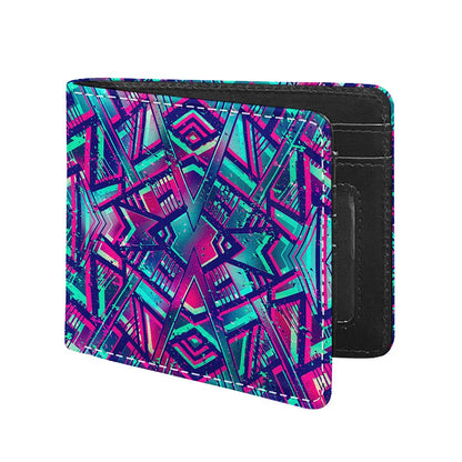 Neon Ethnic Aztec Trippy Print Bifold Wallet