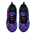 Neon Ethnic Aztec Trippy Print Black Running Shoes