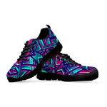 Neon Ethnic Aztec Trippy Print Black Running Shoes