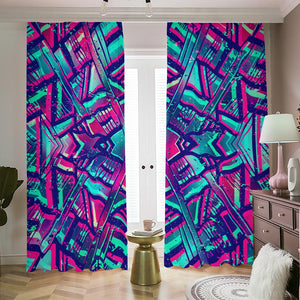 Neon Ethnic Aztec Trippy Print Blackout Pencil Pleat Curtains