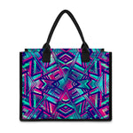 Neon Ethnic Aztec Trippy Print Canvas Tote Bag
