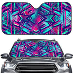 Neon Ethnic Aztec Trippy Print Car Windshield Sun Shade