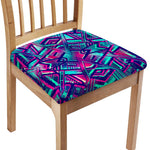 Neon Ethnic Aztec Trippy Print Chair Cushion Cover