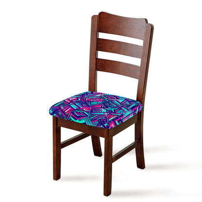 Neon Ethnic Aztec Trippy Print Chair Cushion Cover