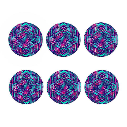Neon Ethnic Aztec Trippy Print Coaster Set