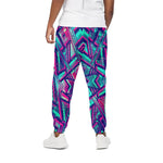 Neon Ethnic Aztec Trippy Print Cotton Pants