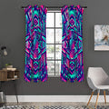 Neon Ethnic Aztec Trippy Print Grommet Curtain Panels