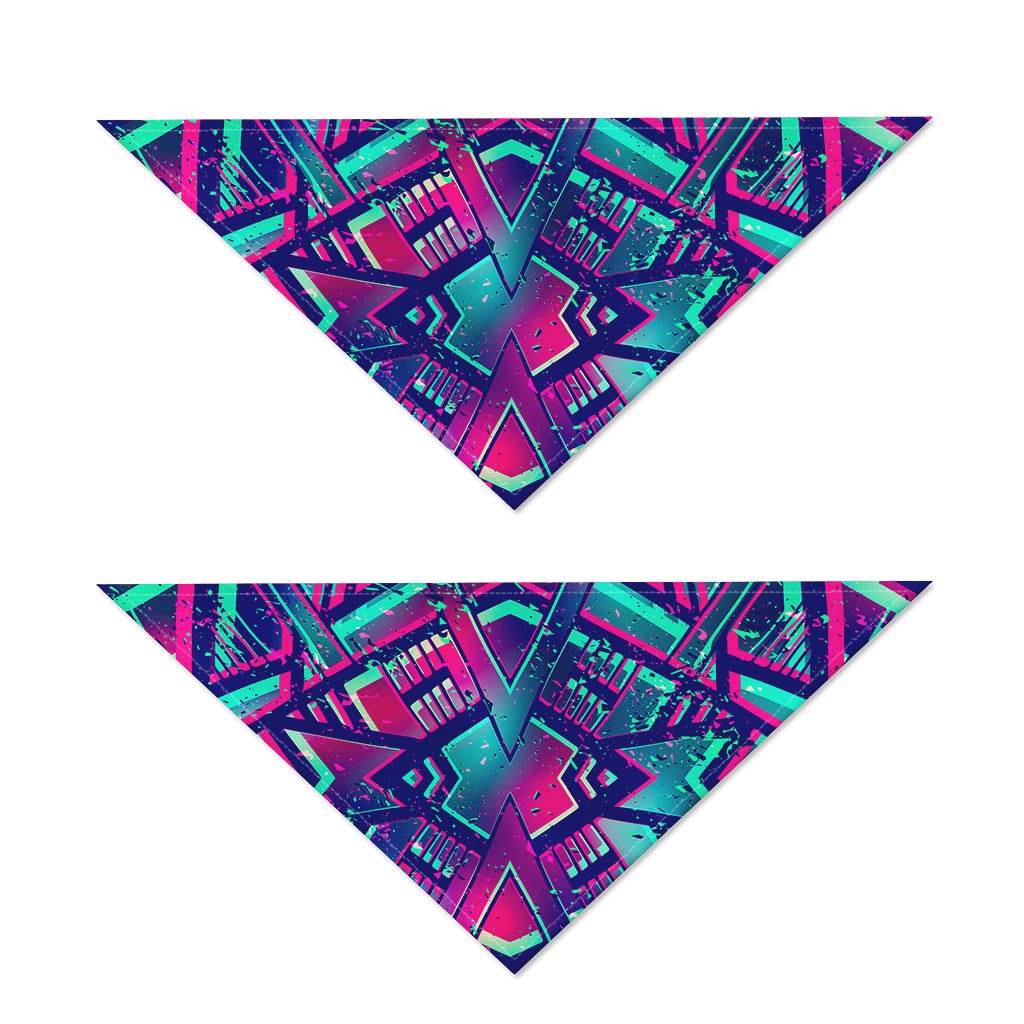 Neon Ethnic Aztec Trippy Print Dog Bandana