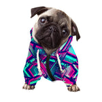 Neon Ethnic Aztec Trippy Print Dog Zip Up Hoodie