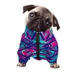 Neon Ethnic Aztec Trippy Print Dog Zip Up Jacket