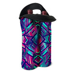 Neon Ethnic Aztec Trippy Print Double Neoprene Wine Tote