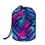 Neon Ethnic Aztec Trippy Print Drawstring Makeup Bag