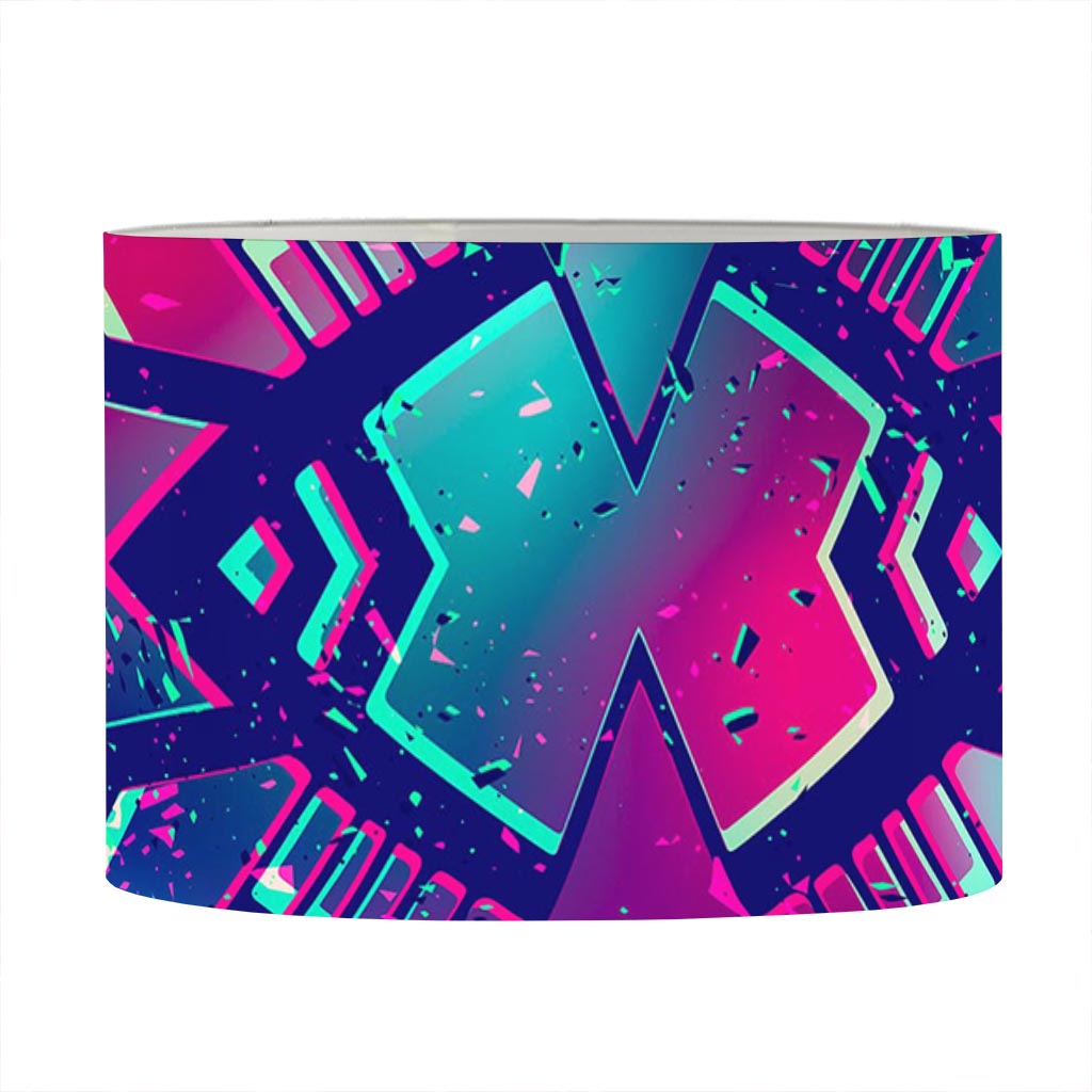 Neon Ethnic Aztec Trippy Print Drum Lamp Shade