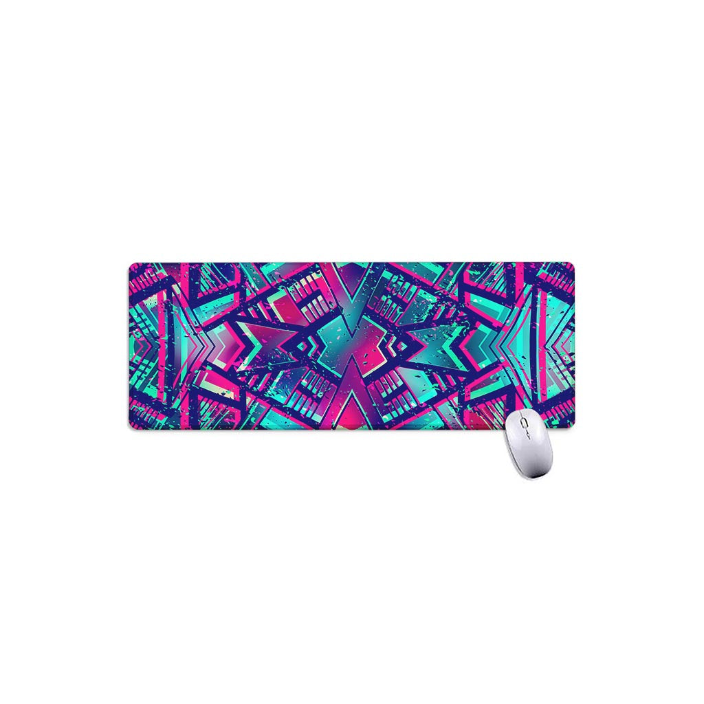 Neon Ethnic Aztec Trippy Print Extended Mouse Pad