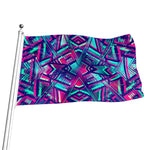Neon Ethnic Aztec Trippy Print Flag