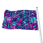Neon Ethnic Aztec Trippy Print Flag