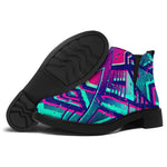 Neon Ethnic Aztec Trippy Print Flat Ankle Boots