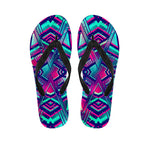 Neon Ethnic Aztec Trippy Print Flip Flops