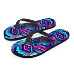 Neon Ethnic Aztec Trippy Print Flip Flops