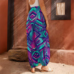 Neon Ethnic Aztec Trippy Print Harem Pants