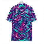 Neon Ethnic Aztec Trippy Print Hawaiian Shirt