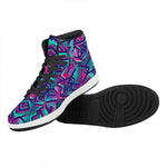 Neon Ethnic Aztec Trippy Print High Top Leather Sneakers
