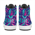 Neon Ethnic Aztec Trippy Print High Top Leather Sneakers