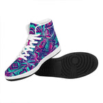 Neon Ethnic Aztec Trippy Print High Top Leather Sneakers