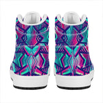 Neon Ethnic Aztec Trippy Print High Top Leather Sneakers