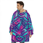 Neon Ethnic Aztec Trippy Print Hoodie Blanket