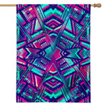 Neon Ethnic Aztec Trippy Print House Flag
