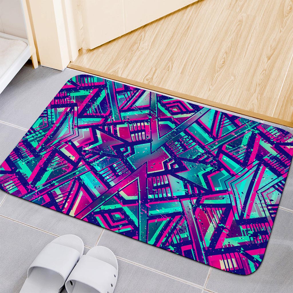 Neon Ethnic Aztec Trippy Print Indoor Door Mat