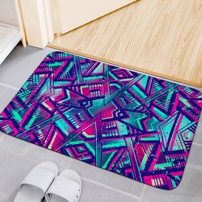 Neon Ethnic Aztec Trippy Print Indoor Door Mat