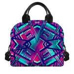 Neon Ethnic Aztec Trippy Print Insulated Lunch Bag