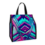 Neon Ethnic Aztec Trippy Print Insulated Lunch Tote