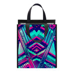 Neon Ethnic Aztec Trippy Print Insulated Lunch Tote