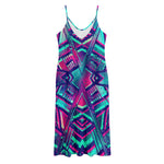 Neon Ethnic Aztec Trippy Print Jersey Midi Cami Dress