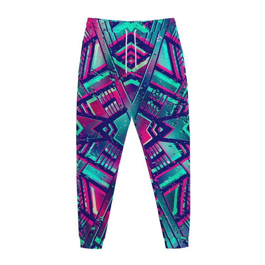 Neon Ethnic Aztec Trippy Print Jogger Pants