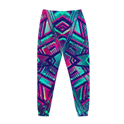 Neon Ethnic Aztec Trippy Print Jogger Pants