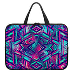 Neon Ethnic Aztec Trippy Print Laptop Sleeve With Handle