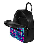 Neon Ethnic Aztec Trippy Print Leather Backpack