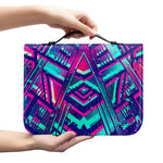 Neon Ethnic Aztec Trippy Print Leather Bible Cover